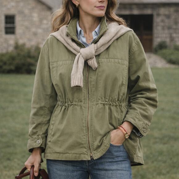 J. Crew Jackets & Blazers - J.Crew Factory SZ XS Cotton Pocket Jacket Army Green G1506 NWT Utility Chore